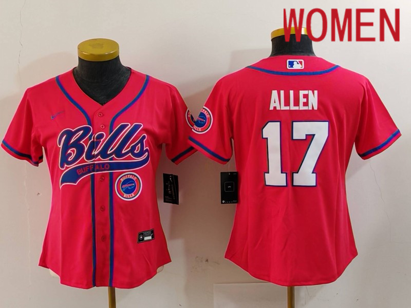 Women Buffalo Bills 17 Allen Red Joint Name 2024 Nike Limited NFL Jersey style 9122